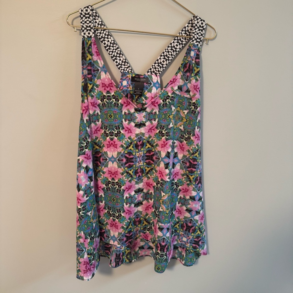 BISOU BISOU Women's  Flowy Tank Top Floral Size Large